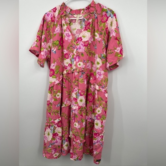 Matilda Jane Dresses & Skirts - Matilda Jane Women’s Sz M Tiered Floral Pink Ruffles Dress NWOT